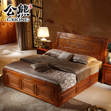 雕花实木床 中式古典单人床双人床储物1.8米1.5卧室实木家具包邮