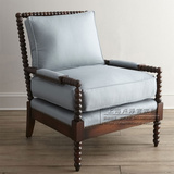 美式新古典单人沙发 欧式现代简约实木休闲椅 法式复古老虎椅