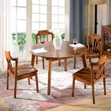 北欧宜家全实木小户型餐桌椅组合6人圆桌饭桌 纯橡木实木餐桌简约