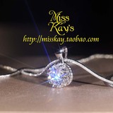 镀18k白金AAA顶级瑞士钻石圆形透明锆石皇冠项链女短款锁骨