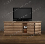 外贸出口美式乡村实木橡木电视柜 法式仿古做旧电视柜地柜储物柜