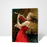 diy数字油画手绘大幅欧式美女艺术客厅正品包邮装饰画 小提琴女孩