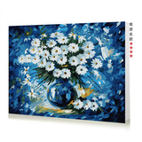 新款 包邮diy数字油画大幅客厅花卉风景手绘填色装饰画  蓝调雏菊