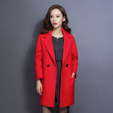 2016新款春装女式韩版翻领羊毛大衣时尚毛呢外套558绘可HK15DW080