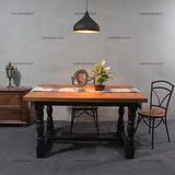 全实木餐桌美式乡村风格组装老榆木北欧全实木餐桌书桌