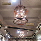 loft复古工业风吊灯创意个性铁艺水晶灯楼梯间服装店餐厅装饰灯具