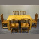 老榆木餐桌椅六人位实木家具多功能茶楼茶桌简约长条餐桌子定制