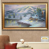 托马斯花园景欧式风景手绘油画山水挂画客厅餐厅房间装饰画雪景画