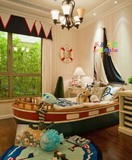 乐居巴巴地中海美式实木儿童家具船型床创意带储物游艇船床定制