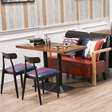 北欧实木休闲咖啡厅西餐厅沙发桌椅组合复古铁艺奶茶店甜品店桌椅