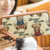 天天维尼小熊帆布钱包女长款2016新款日韩版可爱双拉链手拿包钱夹