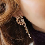 LUXCOCO新款流苏耳钉韩国进口耳饰 时尚彩金流苏奥地利满钻耳环