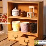 zakka杂货铺实用创意礼品日式木质复古三层双抽屉多功能收纳柜