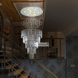 现代简约复式楼客厅灯楼梯水晶灯大堂吊灯具圆形长吊灯创意吊线灯