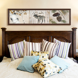 麋鹿现代简约美式乡村卧室装饰画横幅有框床头画壁画书房挂画墙画