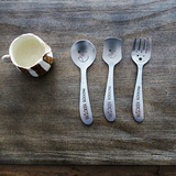 小象家zakka创意儿童不锈钢勺子  叉子点心叉冰淇淋勺叉金属餐具