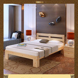 简易实木床松木床原木硬板床1.5 1.8 2M大床双人床简约现代木板床
