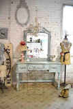 美式法式出口实木维多利亚风格卧室白色雕花公主实木梳妆台镜子