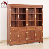 红木书柜组合非洲花梨木书橱书架实木展示柜明清仿古明式素面书柜