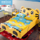 儿童床带护栏1.2米1.5米男孩女孩床青少年卡通真皮造型创意老虎床