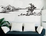 0795 山水画水墨画图案平面一代墙贴纸 客厅沙发墙装饰 新品