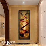 油画单幅竖玄关走廊挂画抽象现代简约餐厅装饰画美式高档手绘壁画