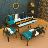 美式loft铁艺沙发卡座 咖啡厅餐厅休闲吧桌椅组合复古酒吧餐椅子
