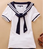 水手海军服T恤短袖女 日韩校班服套装 英伦学院风长袖女新品促销