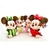 正品水果米奇米妮布娃娃毛绒玩具米老鼠公仔迪士尼抱枕生日礼物女
