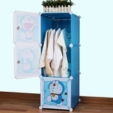 儿童简易衣柜卡通组合 宝宝婴儿收纳柜子塑料树脂组装布艺挂衣橱