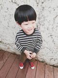 韩国代购男童春装圆领卫衣宝宝条纹卫衣上衣T恤女童宝宝小童童装