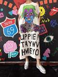2016夏装新款泰国潮牌印花字母涂鸦小丑中长短袖T恤连衣裙