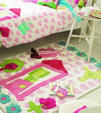 艾维 可爱儿童房卧室床边小房子浪漫粉色心形公主 地毯地垫 包邮