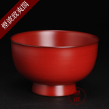日本传统手工艺品 净法寺天然漆木胎漆器 净漆碗(红) 茶碗 大