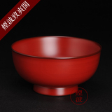 日本传统手工艺品 净法寺天然漆木胎漆器 净漆碗(红) 茶碗 小