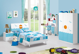 天蓝色特价儿童家具套房卧室套装 男孩房家具组合童床四件套