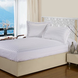 酒店全棉床笠宾馆床上用品席梦思保护套白色缎条加密床罩床品批发