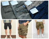 美国正品代购abercrombie fitch夏季男AF做旧多口袋沙滩工装短裤