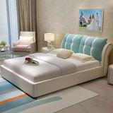 布艺床可拆洗双人床1.8米 现代简约小户型储物气动软床皮布床婚床