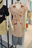JULIA韩国东大门代购16七月夏款女装BENNY PINK翻领短袖纯色风衣