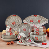 21头陶瓷餐具套装碗碟套装韩式家用碗具日式创意盘子餐具中式碗盘