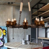loft美式装饰复古怀旧工业咖啡厅客厅酒吧餐厅服装店铁艺麻绳吊灯