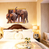3D立体仿真墙贴客厅贴画墙壁贴卧室床头创意房间装饰品大象平面