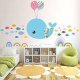墙贴画贴纸儿童房间卧室幼儿园班级装饰品海洋鲸鱼气球卡通创意画