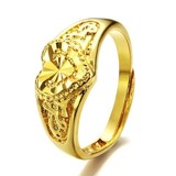 金子真心 男女通用黄金色戒指 韩版精美饰品 开口均码 铜镀18K金