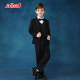 儿童礼服男童演出服中大童黑色小西装套装主持人钢琴花童礼服男夏