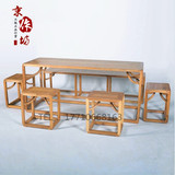 老榆木餐桌椅组合现代简约茶桌实木榫卯免漆桌椅特价餐厅茶室定制