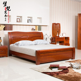 海棠木床实木高箱床升降床储物床新款中式床1.5 1.8米双人床包邮