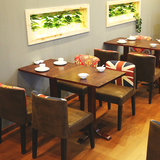 特价餐厅餐桌餐椅组合复古咖啡厅馆西餐厅奶茶甜品店酒吧实木椅子