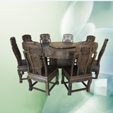 明清古典红木家具 红木圆台餐桌九件套 鸡翅木圆台 餐桌